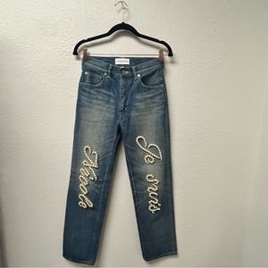Tu Es Mon Tresor Diamond Pearl Embellished Jeans